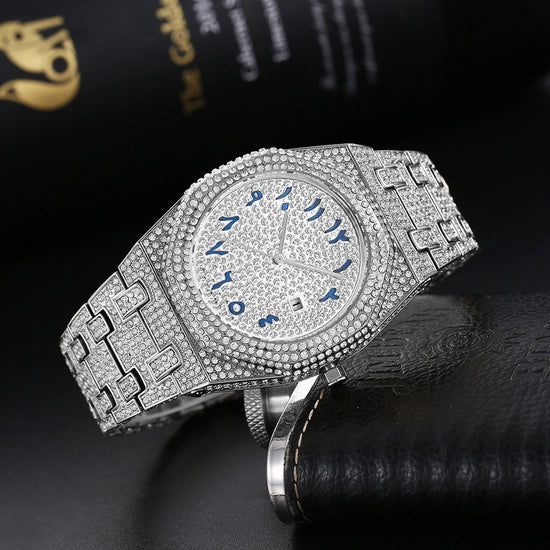 European Hip Hop Full Diamond Arabic Scale Niche Quartz Men&