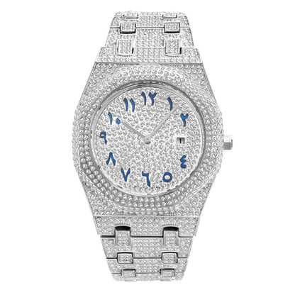 European Hip Hop Full Diamond Arabic Scale Niche Quartz Men&